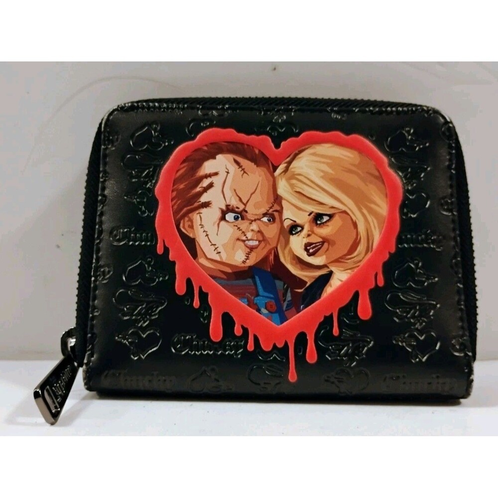 Loungefly Bride of Chucky You & Me Zip Wallet Chucky Tiffany Dripping Heart